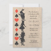 Alice in Wonderland Burlap Tea Party Birthday Kaart (Voorkant)