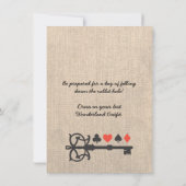 Alice in Wonderland Burlap Tea Party Birthday Kaart (Achterkant)