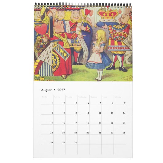 Alice in Wonderland Calendar Kalender (Aug 2027)