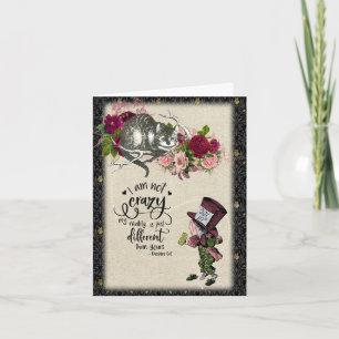  Alice in Wonderland Cat en Mad Hatter Notitiekaartje