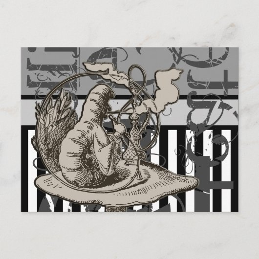 Alice in Wonderland Caterpijler Grunge Briefkaart (Voorkant)