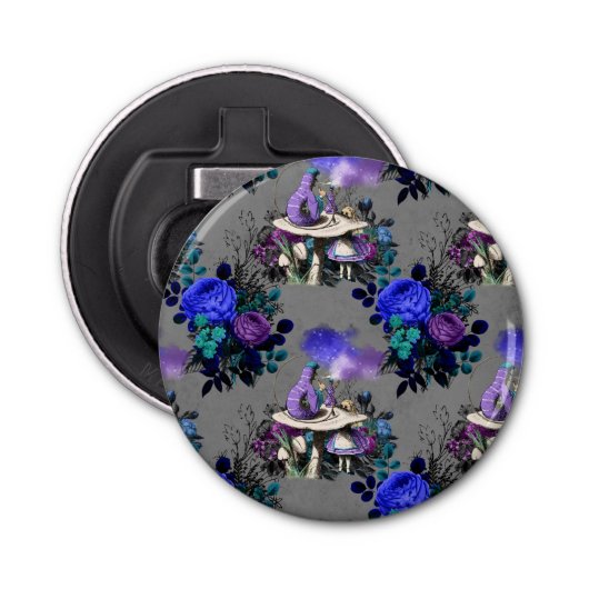 Alice in Wonderland Caterpijler Roking Flowers Button Flesopener (Voorkant)