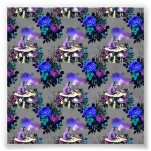 Alice in Wonderland Caterpijler Roking Flowers Foto Afdruk