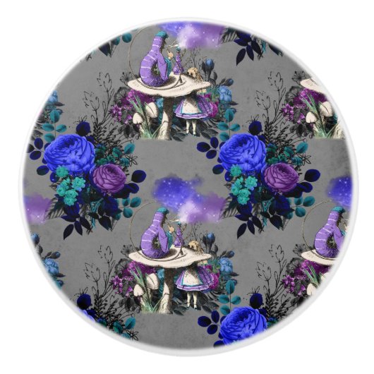 Alice in Wonderland Caterpijler Roking Flowers Keramische Knop (Voorkant)