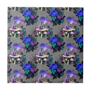 Alice in Wonderland Caterpijler Roking Flowers Tegeltje