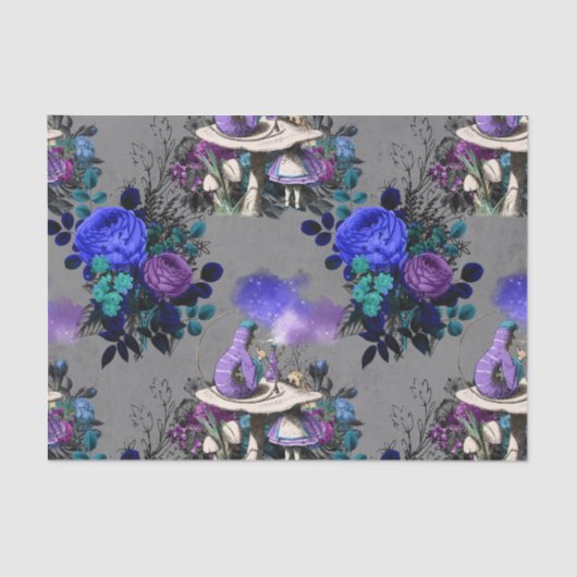 Alice in Wonderland Caterpijler Roking Flowers Tissuepapier (Voorkant)