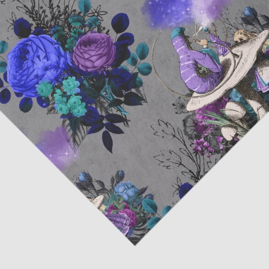 Alice in Wonderland Caterpijler Roking Flowers Tissuepapier (Detail)