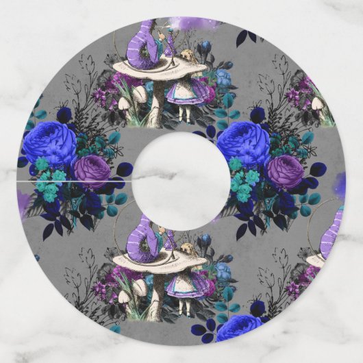 Alice in Wonderland Caterpijler Roking Flowers Wijnglaslabel (Voorkant)