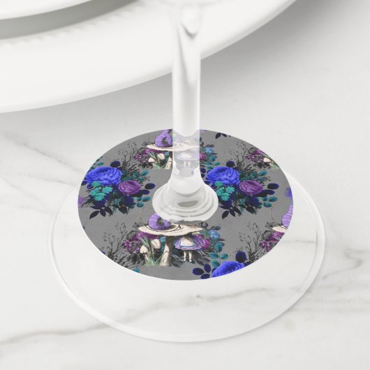 Alice in Wonderland Caterpijler Roking Flowers Wijnglaslabel (Dichtbij)