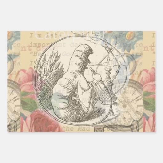 Alice in Wonderland Caterpillar: originele Tenniel Inpakpapier Vel (Voorkant)