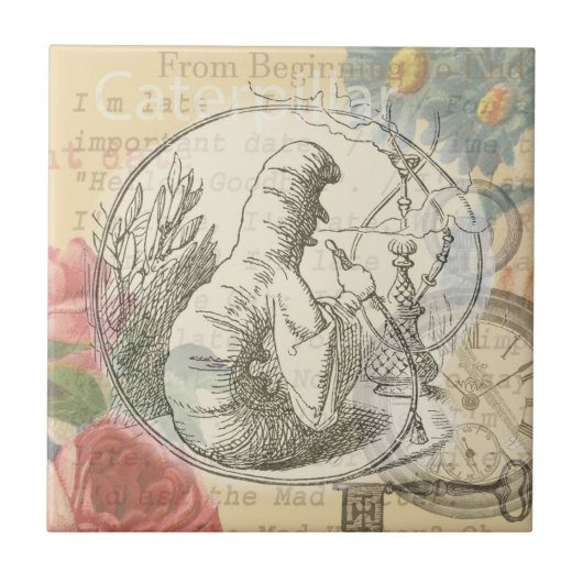 Alice in Wonderland Caterpillar: originele Tenniel Tegeltje (Voorkant)