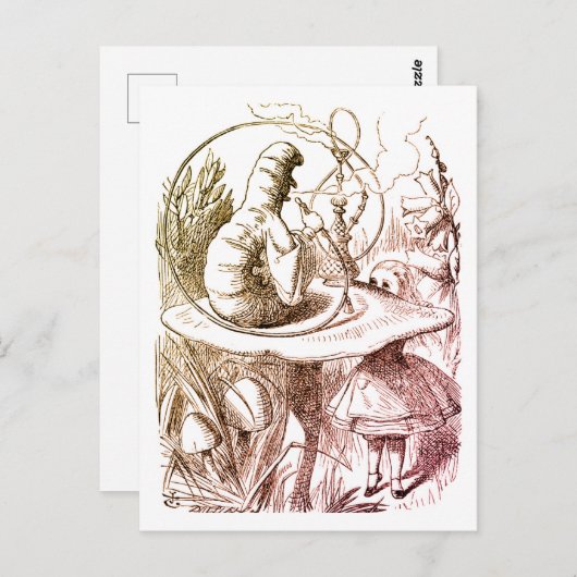 Alice in Wonderland Caterpillar Roken Beige Briefkaart (Voorkant / Achterkant)