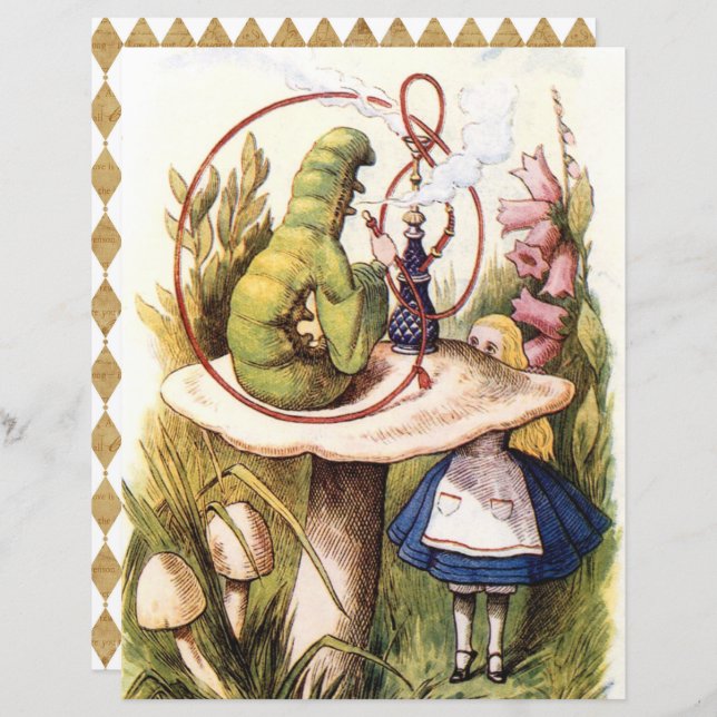 Alice in Wonderland, Caterpillar Scrapbook Papier (Voorkant / Achterkant)