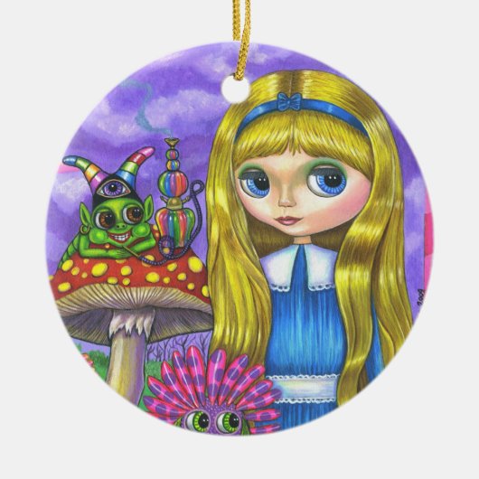 Alice in Wonderland Caterstyle Flowers paddenstoel Keramisch Ornament (Voorkant)