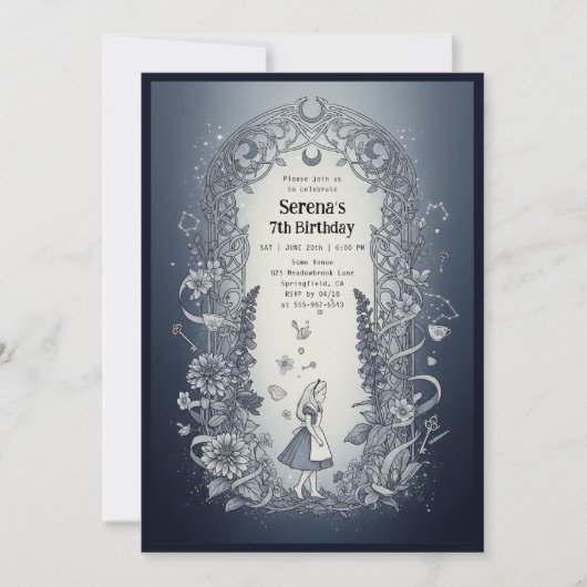 Alice in Wonderland Celestial Birthday Kaart (Voorkant)