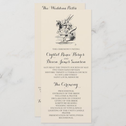 Alice in Wonderland Ceremony Program Programmakaart (Voorkant / Achterkant)