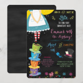 Alice in Wonderland Chalkboard Birthday Uitnodigin Kaart (Voorkant / Achterkant)