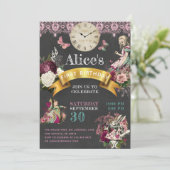 Alice in Wonderland Chalkboard moderne verjaardag Kaart (Staand voorkant)