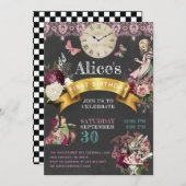 Alice in Wonderland Chalkboard moderne verjaardag Kaart (Voorkant / Achterkant)