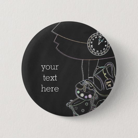 Alice in Wonderland Chalkboard Sketch Chalk Party Ronde Button 5,7 Cm (Voorkant)