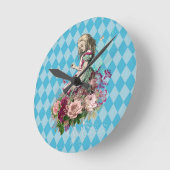 Alice in Wonderland Character on Blue Harlequin Ronde Klok (Hoek)