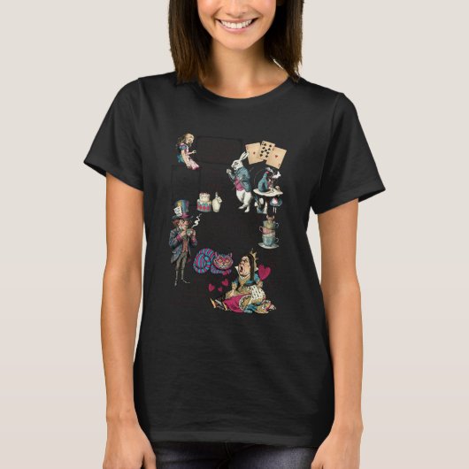Alice in Wonderland Characters Lewis Carroll Illus T-shirt (Voorkant)