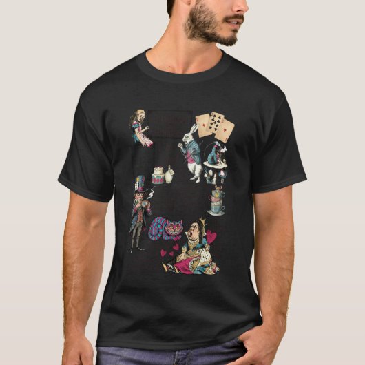 Alice in Wonderland Characters Lewis Carroll Illus T-shirt (Voorkant)