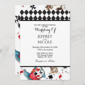 Alice in Wonderland Checkered Wedding Invitation Kaart (Voorkant / Achterkant)