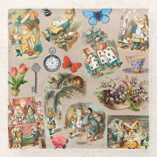 Alice in Wonderland Cheshire Cat Characters Glazen Onderzetter (Voorkant)