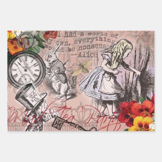 Alice in Wonderland Cheshire Cat Characters Inpakpapier Vel (Voorkant 3)