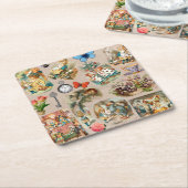 Alice in Wonderland Cheshire Cat Characters Kartonnen Onderzetters (Schuin)