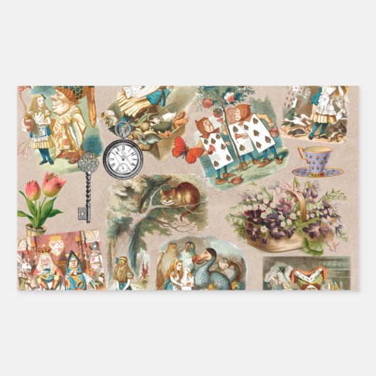 Alice in Wonderland Cheshire Cat Characters Rechthoekige Sticker (Voorkant)