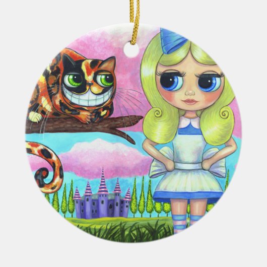 Alice in Wonderland Cheshire Cat Cute Keramisch Ornament (Voorkant)