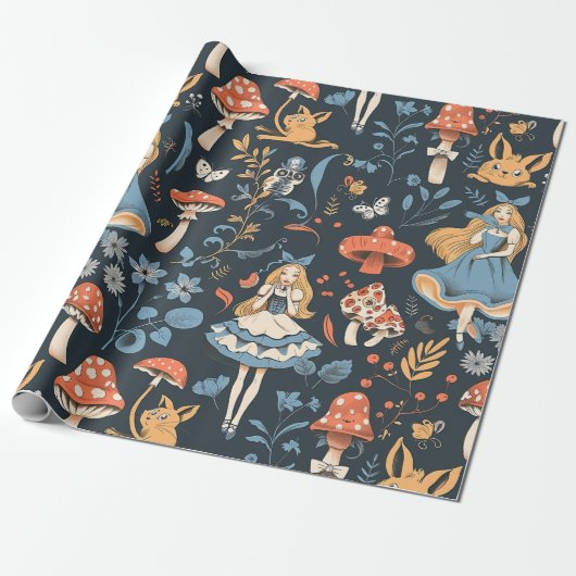 Alice in Wonderland Cheshire Cat Decoupage Cadeaupapier (Uitgerold)