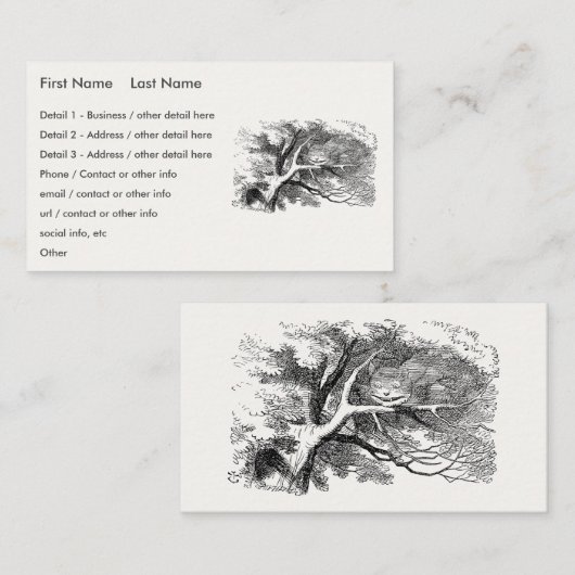 Alice in Wonderland - Cheshire Cat Fading to Smile Visitekaartje (Voorkant / Achterkant)