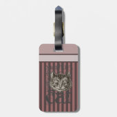 Alice in Wonderland Cheshire Cat Grunge (roze) Bagagelabel (Achterkant verticaal)
