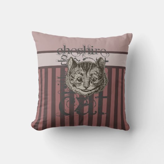 Alice in Wonderland Cheshire Cat Grunge (roze) Kussen (Voorkant)