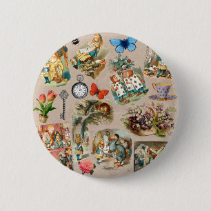 Alice in Wonderland Cheshire Cat Karakters Ronde Button 5,7 Cm