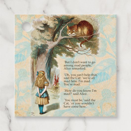 Alice in Wonderland Cheshire Cat Mad Bedankjes Labels (Voorkant)