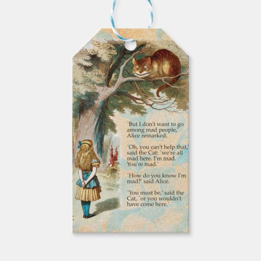 Alice in Wonderland Cheshire Cat Mad Cadeaulabel (Voorkant)