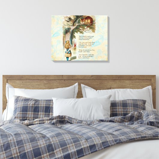 Alice in Wonderland Cheshire Cat Mad Canvas Afdruk (Insitu (Slaapkamer))