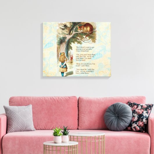 Alice in Wonderland Cheshire Cat Mad Canvas Afdruk (Insitu (Woonkamer))