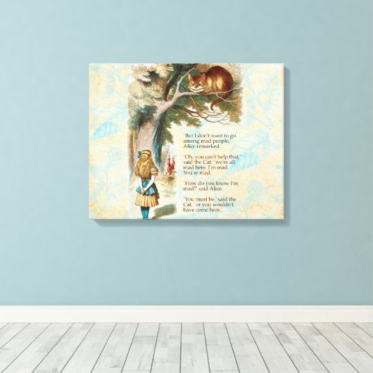 Alice in Wonderland Cheshire Cat Mad Canvas Afdruk (Insitu (Houten vloer))