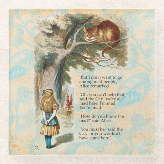 Alice in Wonderland Cheshire Cat Mad Glazen Onderzetter (Voorkant)