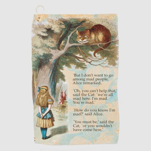 Alice in Wonderland Cheshire Cat Mad Golfhanddoek (Voorkant)