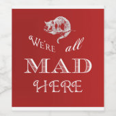 Alice in Wonderland Cheshire Cat Mad Red Label Wijn Etiket (Enkel label)