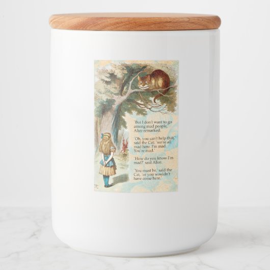 Alice in Wonderland Cheshire Cat Mad Voedselcontainer Etiket (Voorkant)