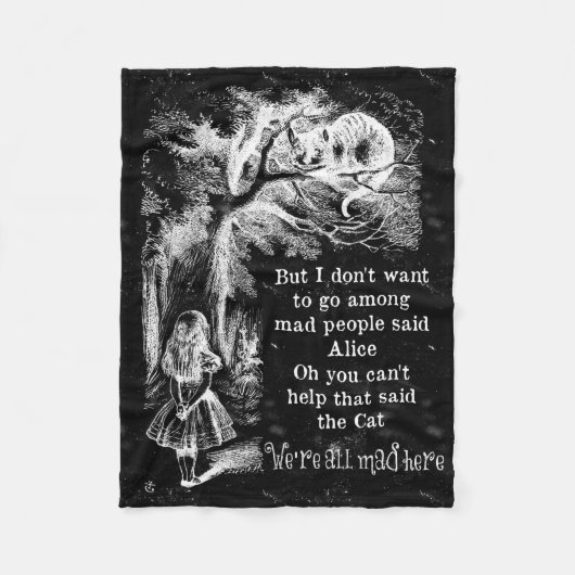 Alice in Wonderland; Cheshire Cat met Alice Fleece Deken (Voorkant)