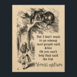 Alice in Wonderland; Cheshire Cat met Alice Hout Afdruk<br><div class="desc">schilderende sprookjes en kinderverzorgers afbeelding van Alice met de Cheshire Cat door John Tenniel in Lewis Carroll's Alice's Adventures in Wonderland,  1865,  een tekstvormende dialoog inbegrepen. "We zijn allemaal kwaad hier":)</div>