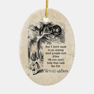 Alice in Wonderland; Cheshire Cat met Alice Keramisch Ornament